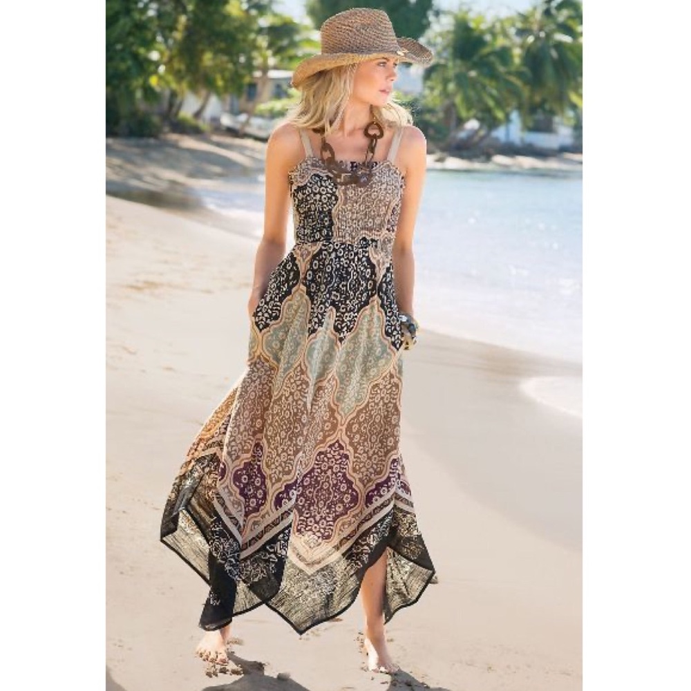 Soft Surroundings boho handkerchief maxi dress